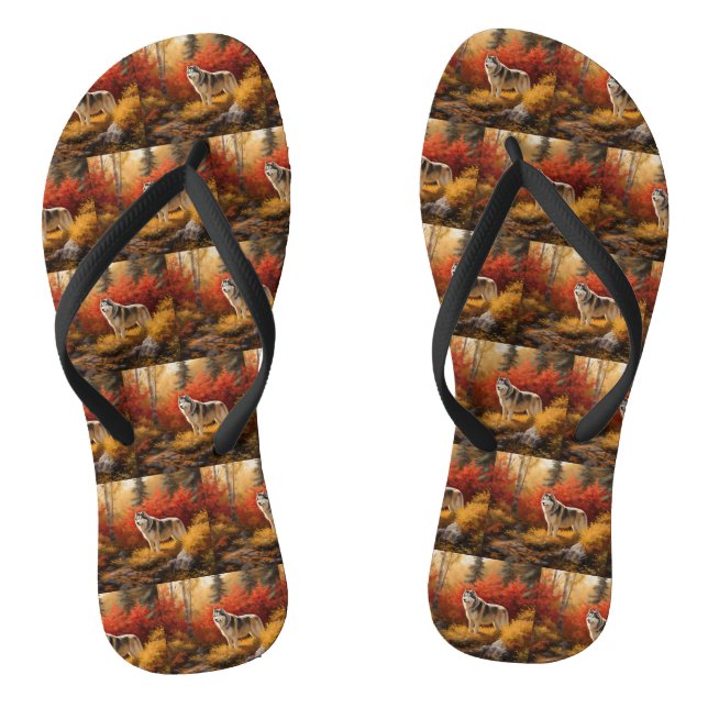 Alaskan Malamute im Herbstfall Inspiriert Flip Flops (Fußbett)