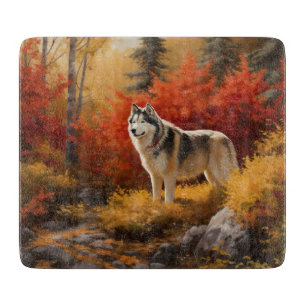 Alaskan Malamute im Herbstfall Inspiriert Schneidebrett