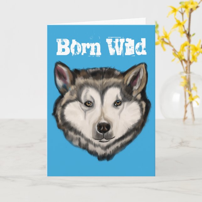 Alaskan Malamute Karte (Gelbe Blume)