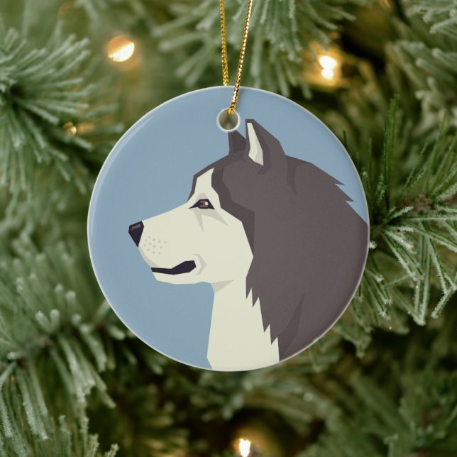 Alaskan Malamute Keramik Ornament (Baum)