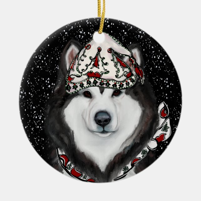 Alaskan Malamute Keramik Ornament (Vorne)