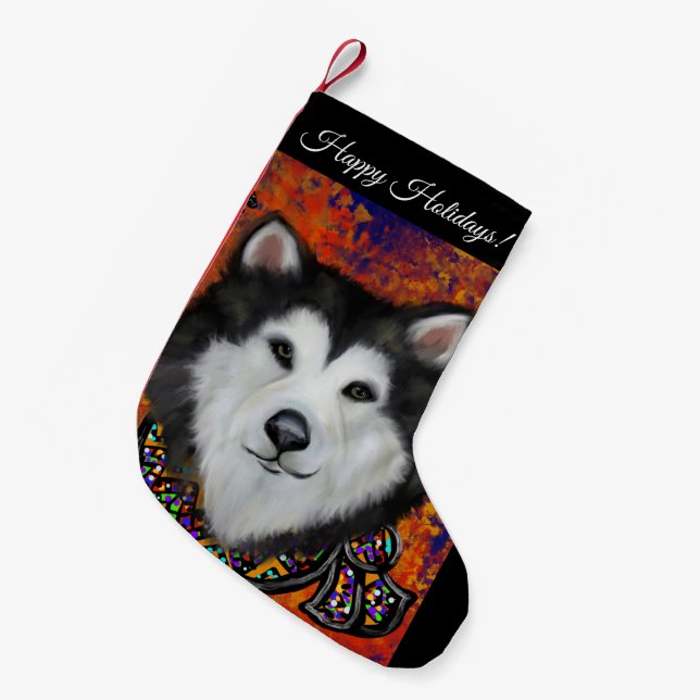 Alaskan Malamute Kleiner Weihnachtsstrumpf (Vorderansicht (hängend))