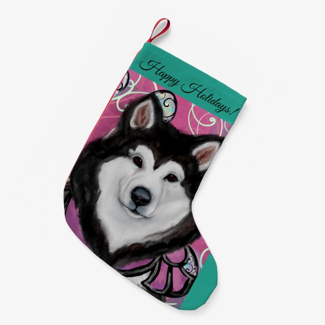 Alaskan Malamute Kleiner Weihnachtsstrumpf (Vorderansicht (hängend))