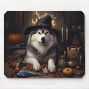 Alaskan Malamute Kürbisse Halloween Gruselig Mousepad