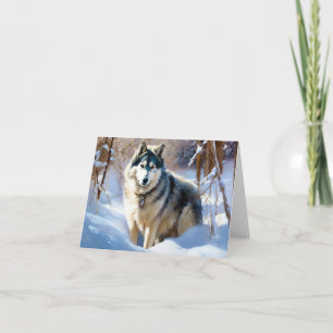 Alaskan Malamute Lass es schneien Weihnachten Karte