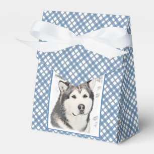 Alaskan Malamute Malerei - Niedliche Original Hund Geschenkschachtel