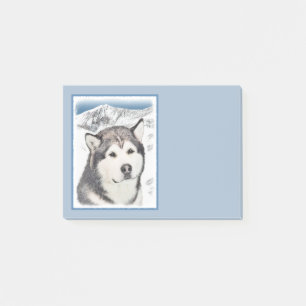 Alaskan Malamute Malerei - Niedliche Original Hund Post-it Klebezettel