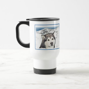 Alaskan Malamute Malerei - Niedliche Original Hund Reisebecher