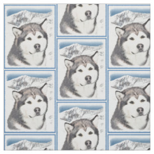 Alaskan Malamute Malerei - Niedliche Original Hund Stoff