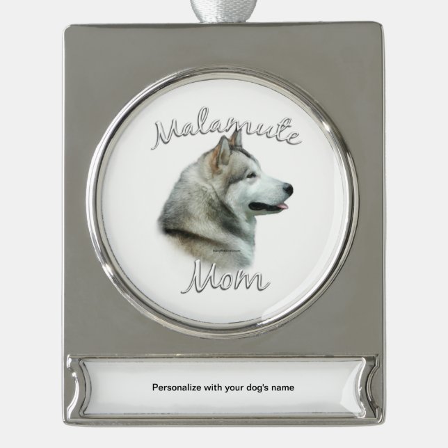 Alaskan Malamute Mama 2 Banner-Ornament Silber (Vorderseite)