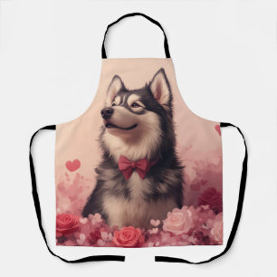Alaskan Malamute mit Rosen - Valentinstag Schürze