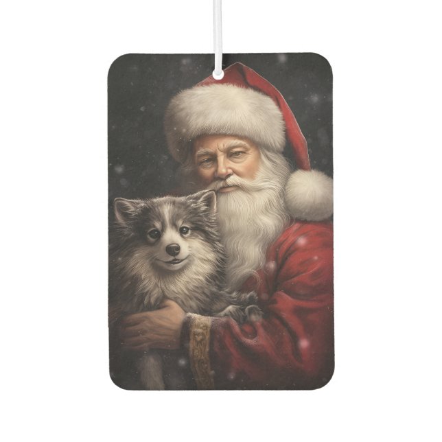 Alaskan Malamute mit Weihnachten des Weihnachtsman Autolufterfrischer (Vorderseite)