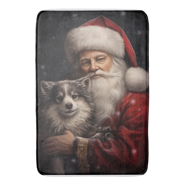 Alaskan Malamute mit Weihnachten des Weihnachtsman Badematte (Vorderseite Vertikal)