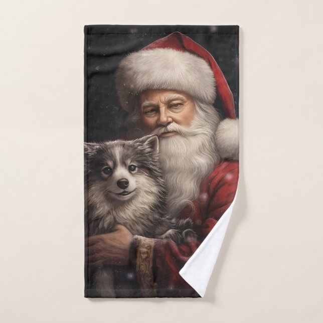 Alaskan Malamute mit Weihnachten des Weihnachtsman Badhandtuch Set (Handtuch)