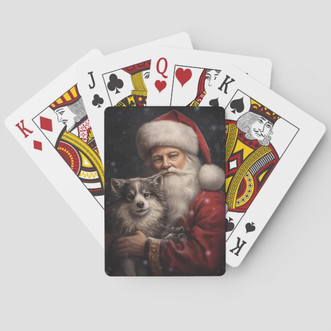 Alaskan Malamute mit Weihnachten des Weihnachtsman Spielkarten (Rückseite)