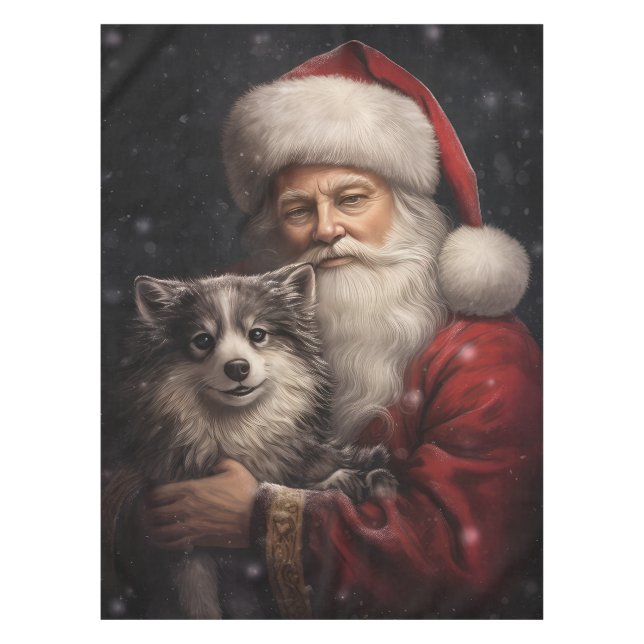 Alaskan Malamute mit Weihnachten des Weihnachtsman Tischdecke (Vorderseite)