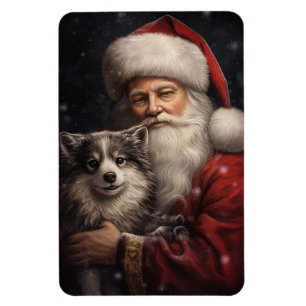 Alaskan Malamute mit Weihnachtsmann Weihnachten Magnet