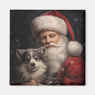 Alaskan Malamute mit Weihnachtsmann Weihnachten Magnet