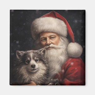 Alaskan Malamute mit Weihnachtsmann Weihnachten Magnet