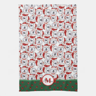 Alaskan Malamute Muster Monogramm Weihnachten Hund Geschirrtuch