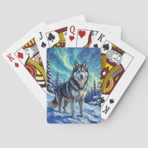 Alaskan Malamute Nördliche Winterlichter Spielkarten