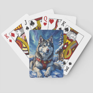 Alaskan Malamute Nordpol Winter Weihnachten Spielkarten