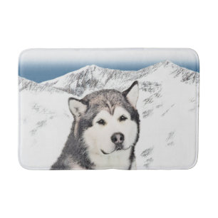 Alaskan Malamute Painting - Niedliche Original Dog Badematte