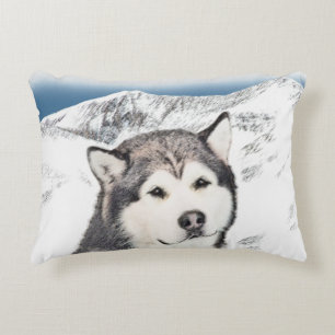 Alaskan Malamute Painting - Niedliche Original Dog Dekokissen