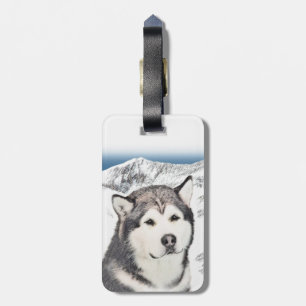 Alaskan Malamute Painting - Niedliche Original Dog Gepäckanhänger