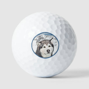 Alaskan Malamute Painting - Niedliche Original Dog Golfball
