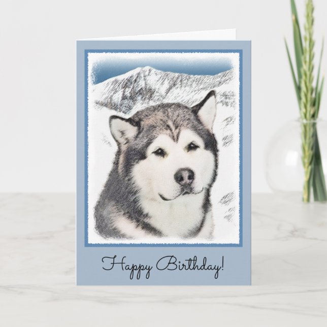 Alaskan Malamute Painting - Niedliche Original Dog Karte (Vorderseite)