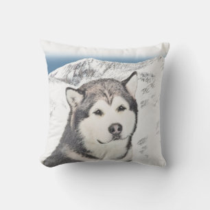Alaskan Malamute Painting - Niedliche Original Dog Kissen