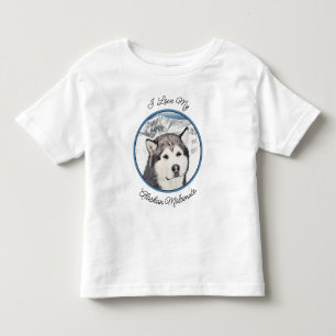 Alaskan Malamute Painting - Niedliche Original Dog Kleinkind T-shirt