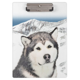 Alaskan Malamute Painting - Niedliche Original Dog Klemmbrett