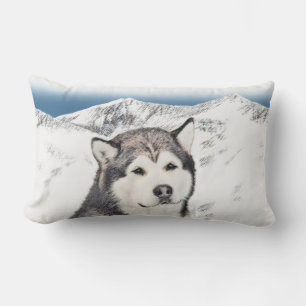 Alaskan Malamute Painting - Niedliche Original Dog Lendenkissen