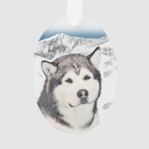 Alaskan Malamute Painting - Niedliche Original Dog Ornament