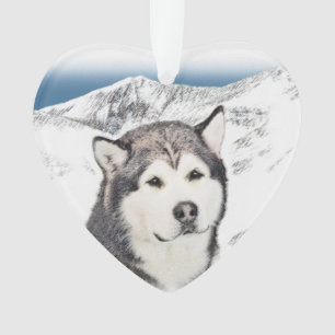 Alaskan Malamute Painting - Niedliche Original Dog Ornament