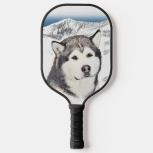 Alaskan Malamute Painting - Niedliche Original Dog Pickleball Schläger