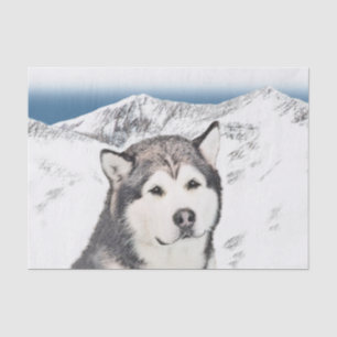 Alaskan Malamute Painting - Niedliche Original Dog Seidenpapier