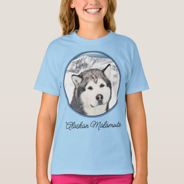 Alaskan Malamute Painting - Niedliche Original Dog T-Shirt (Vorderseite)