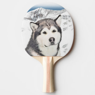 Alaskan Malamute Painting - Niedliche Original Dog Tischtennis Schläger