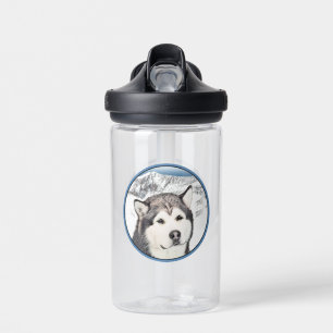 Alaskan Malamute Painting - Niedliche Original Dog Trinkflasche