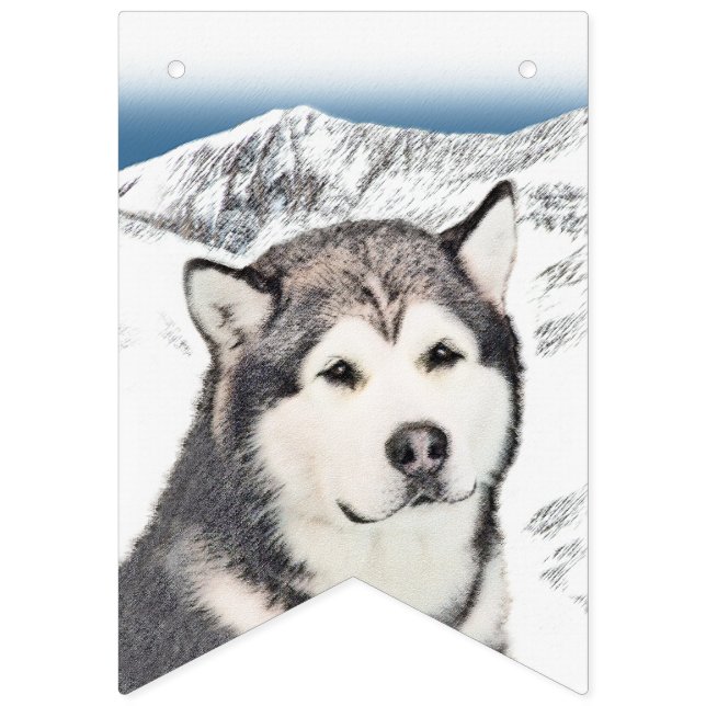 Alaskan Malamute Painting - Niedliche Original Dog Wimpelkette (Erste Fahne)