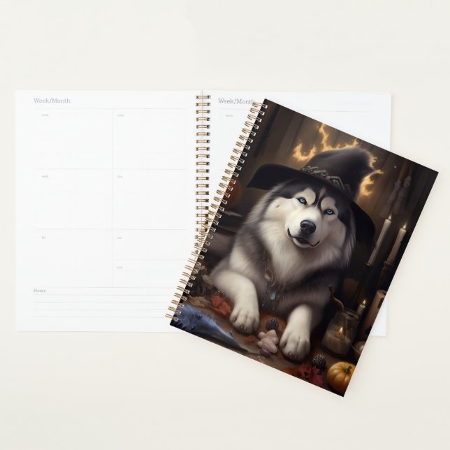 Alaskan Malamute Pumpkins Halloween Beängstigend Planer (Anzeige)