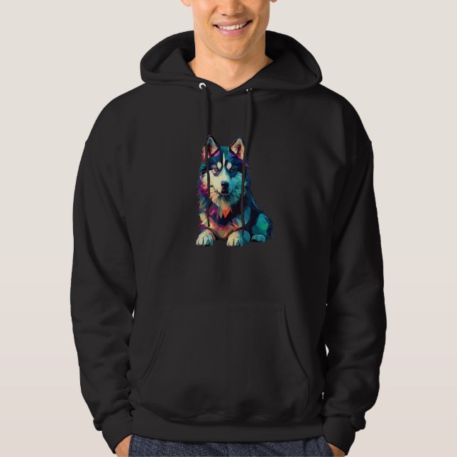 Alaskan Malamute Puppy Dog Pop Art Hoodie (Vorderseite)