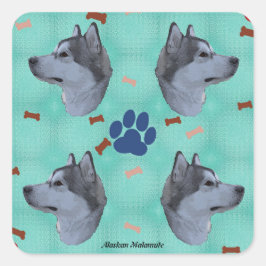 Alaskan Malamute Quadratischer Aufkleber