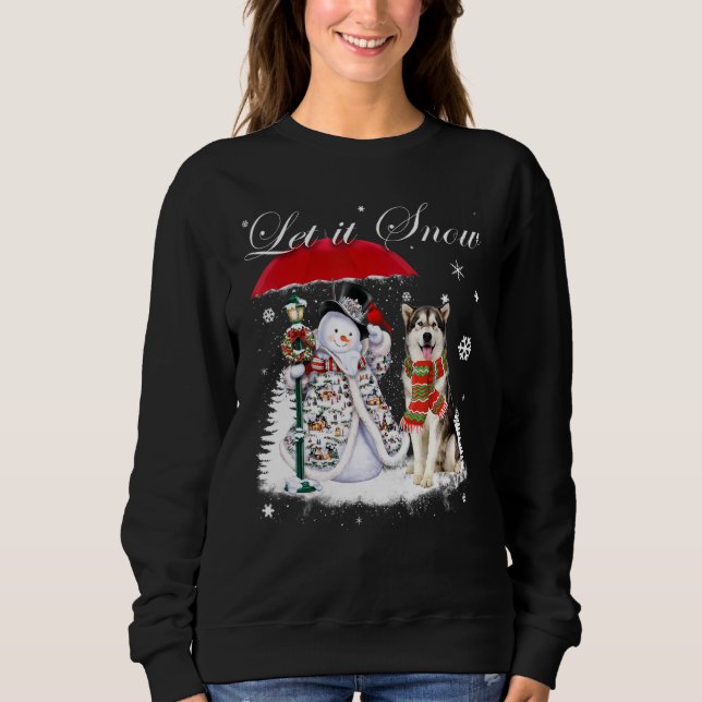Alaskan Malamute Santa Dog Weihnachtsschneemann Xm Sweatshirt (Vorderseite)