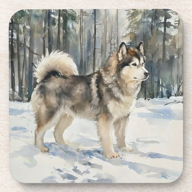 Alaskan Malamute-Schmuckkästchen Getränkeuntersetzer (Vorderseite)