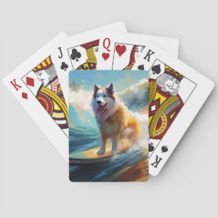 Alaskan Malamute Strand Surfen Malerei Spielkarten