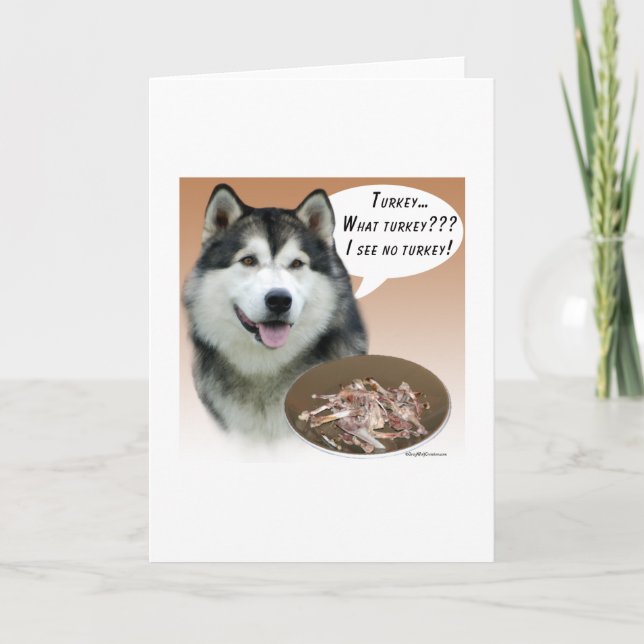 Alaskan Malamute Türkei Feiertagskarte (Vorderseite)